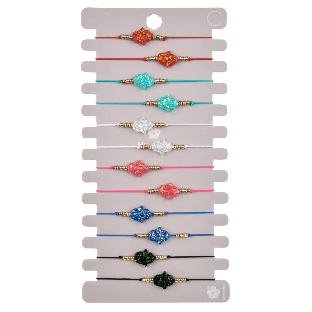 

New Resin cross / heart / palm 12PCS/set Yoga Adjustable charm Bracelets Handmade For Women Fashion Jewelry