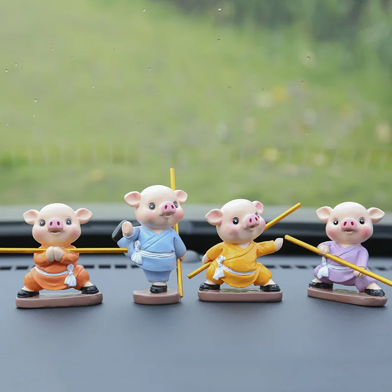 4Pcs/Set Resin Cute Kung Fu Pig Home Decoration Car Tea Pet | Дом и сад