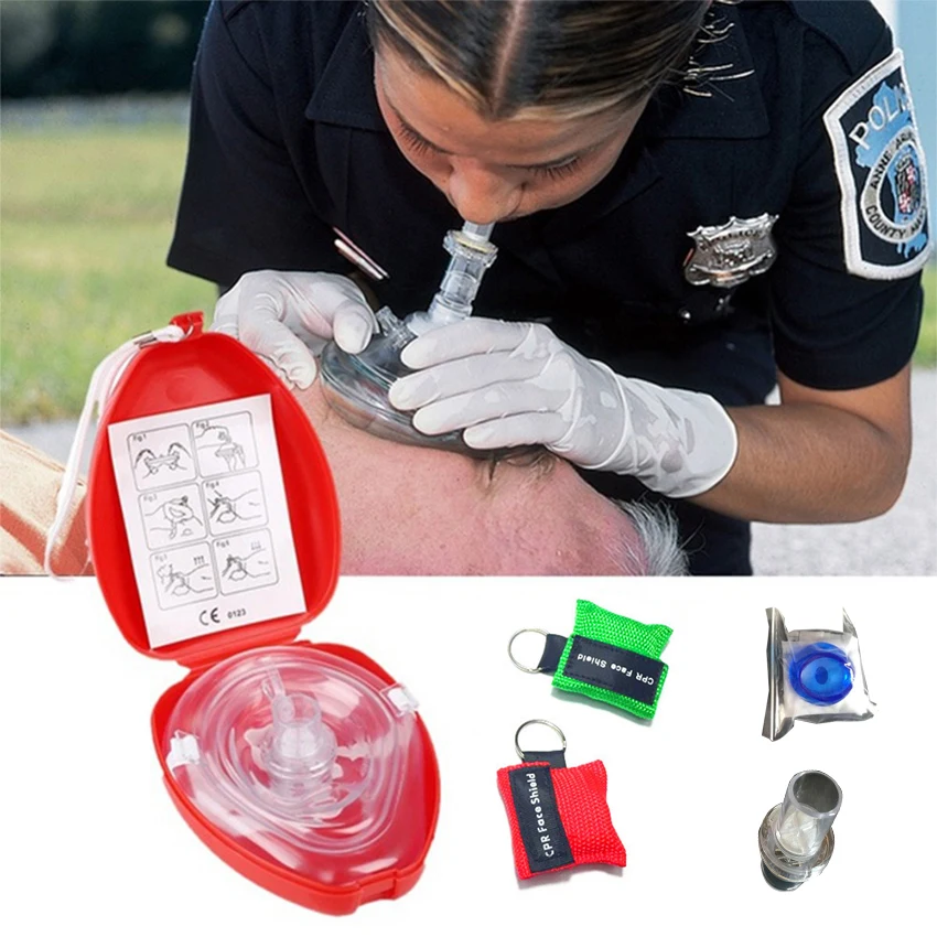 

CPR Resuscitator Mask Professional First Aid CPR Breathing Protect Rescuers Artificial Respiration Reuseable One-way Valve Tool