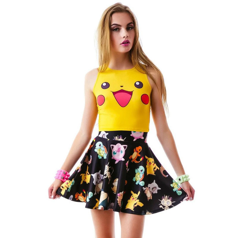 

Hot 2018 Fashion Women Crop Top Sleeveless Anime Print Summer Casual Top Women Short Cropped Feminino Tops Vest Tank Tops