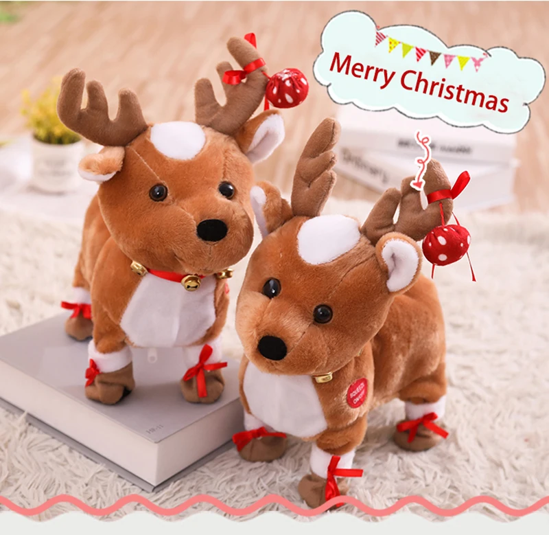 Rena de Natal Brinquedos de Pelúcia Animais de Pelúcia Eletrônicos para Crianças Tiara do Bebê Falando Cantando Andando Meninas Meninos 2 Cheap Brinquedos de pelúcia eletrônicos