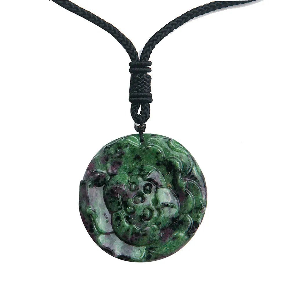 

Natural Stone And Zoisite Jewelry Pendant Fashion Green Red Crystal Gem Carved Charm Pendants Necklace For Men Female Women