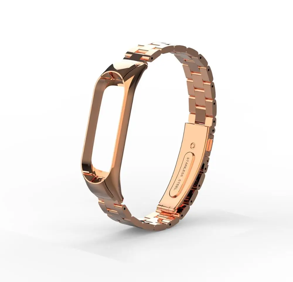 Pink gold Ремешок EIMO mi Band 3 для Xiaomi mi Band 3 браслет из нержавеющей стали ремешок на запястье ремешок mi band 3 ремешок Xio mi Band 3 браслет - Цвет ремешка: Pink gold