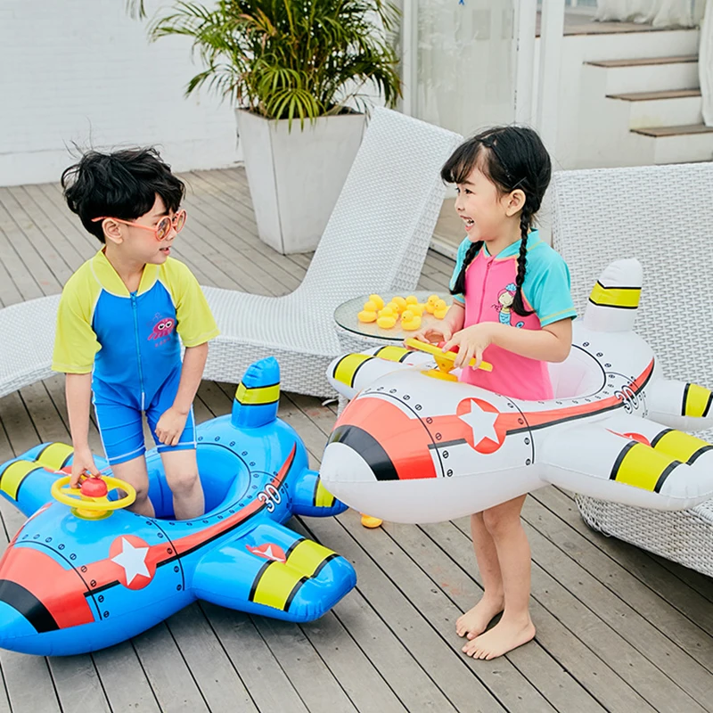 

1-6years old Kids Cartoon Safety Swimming Ring Baby Inflatable INS Plane Swim Ring Aircraft Boat Lifebuoy Raft Summer Water Toy