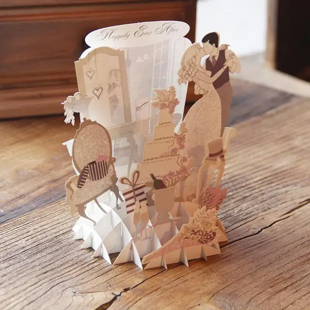 happily ever after love handmade paper cut greeting card pop up card