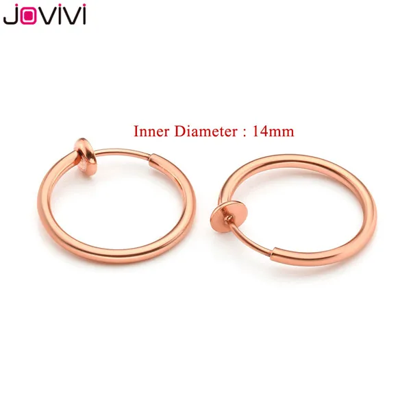 Jovivi 14G кольцо в нос имитация подпружиненное кольцо, серьги-клипсы поддельная перегородка серьги для ушного хряща кольцо для губ, пирсинг кольцо искусственный пирсинг - Окраска металла: 2pcs Rose Gold 14mm