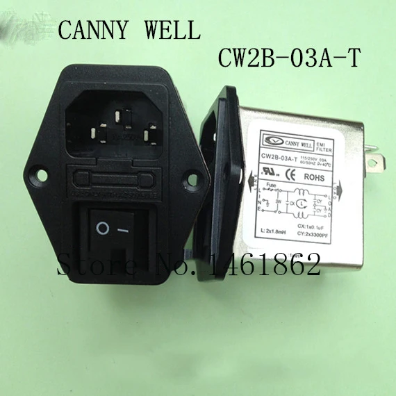 CW2B-03A-T 110-250V 3A EMI сетевой фильтр розетка тройной переключатель электрическое