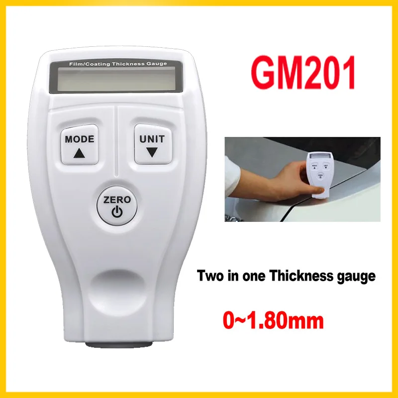 

Portable Car Mini Digital Film/Coating Thickness Gauge Pait Thickness Meter Tester LCD Display Auto Power off Compact GM201