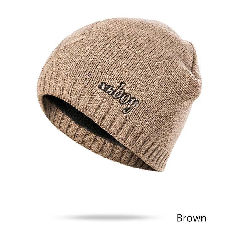 Evrfelan New Design Thick Winter Hat Scarf Men Women Knitting Warm Beanie Hat Ring Scarves Unisex Solid Color Gorros Bonnet - Цвет: brown