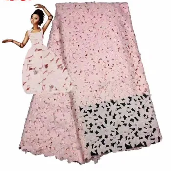 

Free shipping African swiss voile lace high quality wedding lace African Fabric 5y/lot 100% Cotton Swiss Voile Lace pink beaded