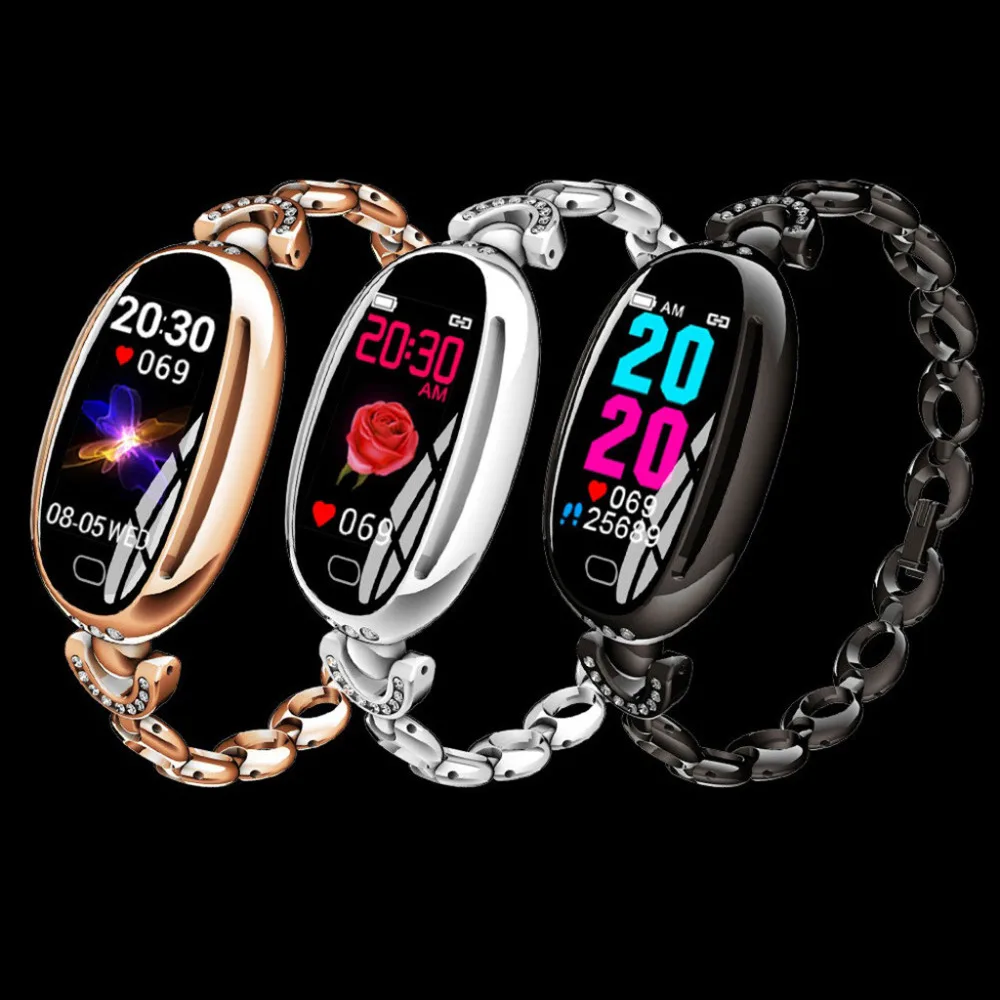 2019 Stylish E68 Women Blood Pressure Heart Rate Monitor Sport Bluetooth Smart watch Bracelet for Standard exercises functions