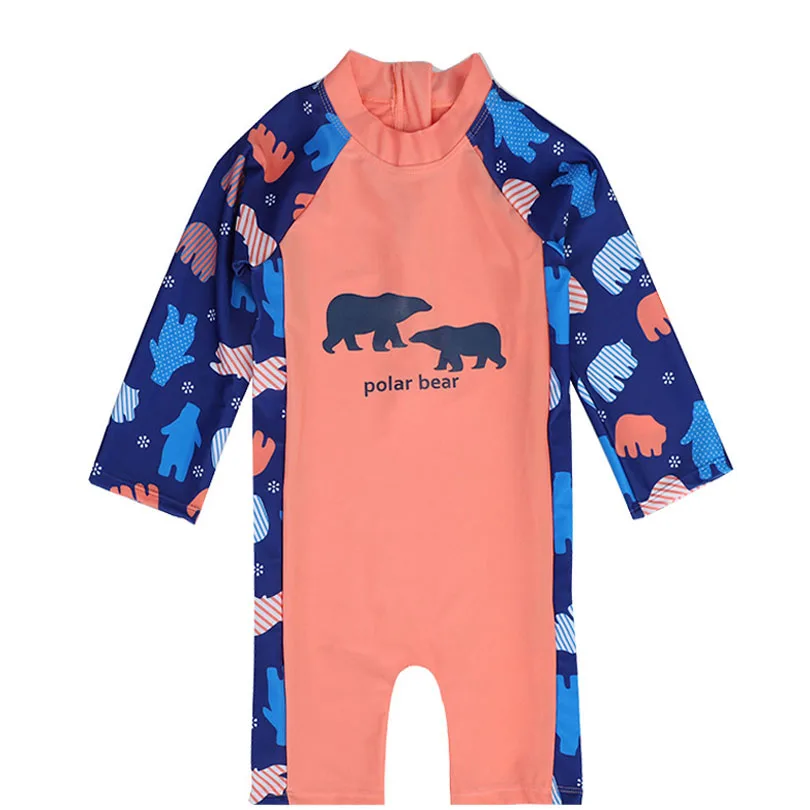 

Chilren Swimsuit Baby Boy Handsome Polar Bear Beach Sunscreen Clothing Kids Rash Guard Baby Boy Swimwear Romper 1-7Y