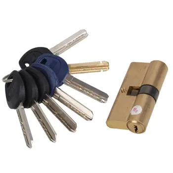 

Thumb Turn Euro Profile Cylinder Barrel 5 Pin Lock Brass Satin Nickel Finish 65mm With 7 Keys