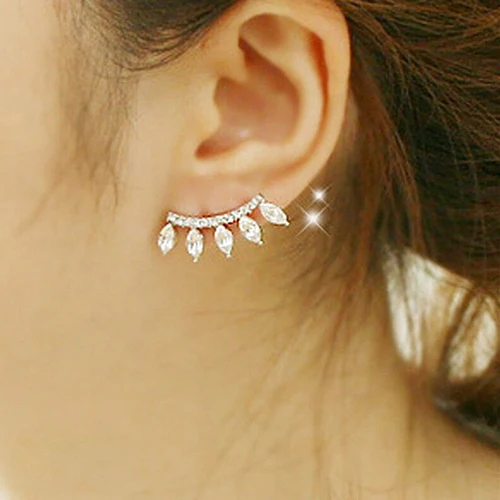 

Hot 1 Pair Fashion Silver Plated Rhinestones Eyelash Style Crown Ear Stud Earrings 7GKF BDM7