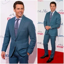 Изготовленный на заказ 2 шт бирюзовые Синие Деловые костюмы для мужчин, индивидуальный смокинг для жениха