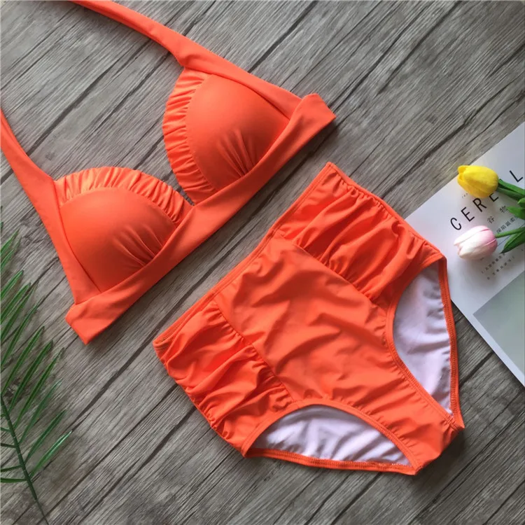 newest 2018 high waist swimsuit ladies sexy shell bikini