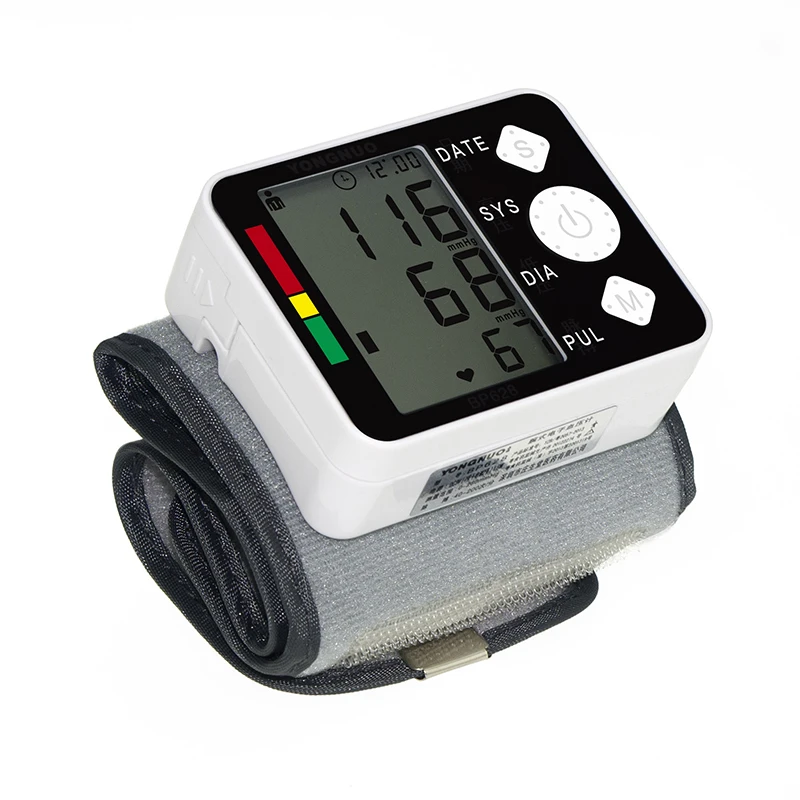 High Quality BP628 Wrist LCD Blood Pressure Monitor Meter Sphygmomanometer Cuff NonVoice pulsometros tensiometro-2