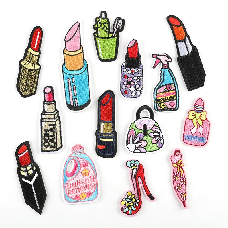 100pcs Wholesale Lipstick Patches for Clothes Embroidered Applique Sewing DIY Stickers Apparel Accessories Badge Iron On Patch | Дом и сад