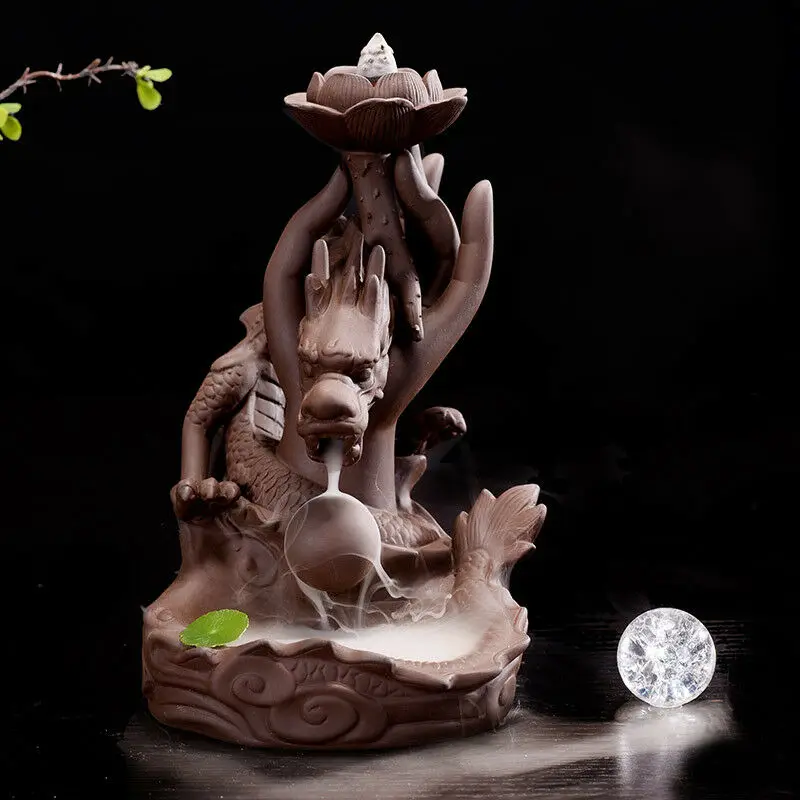 

Dragon Purple Clay Backflow Incense Burner Incense Holder 10 Cones for Fragran