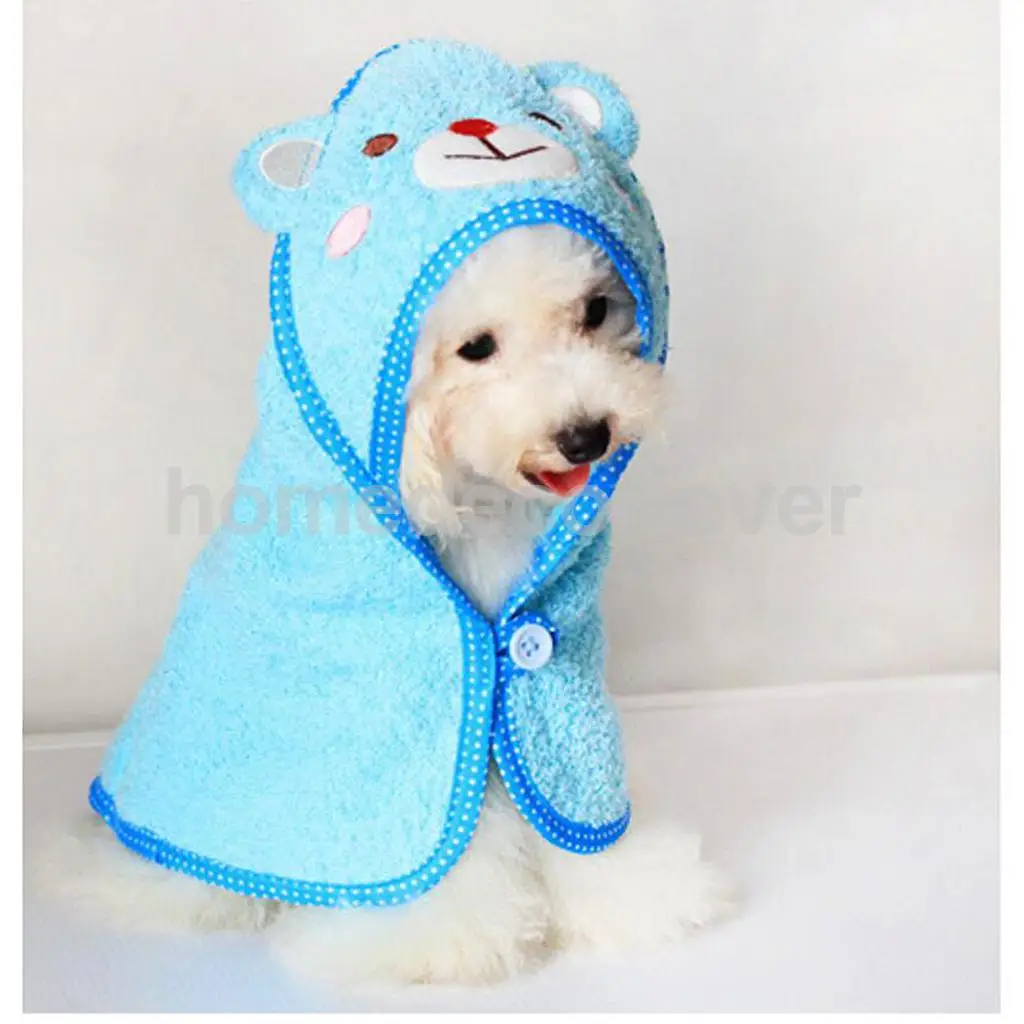 Пижамы с рисунками животных, собак, домашних животных, ночная рубашка, банные халаты, супер впитывающее полотенце - Цвет: Blue
