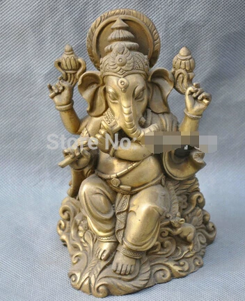 

0 6'' China Tibet Buddhism Ganesha Elephant God of Wealth Bronze Statue