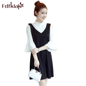 

Fdfklak 2018 Fashion Dress Pregnant Maternity Gown Black/White Stitching Dress For Pregnant Women Summer Maternity Clothes F16