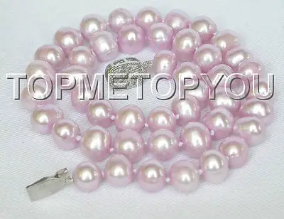 

Free Shipping>>new hot 17" 10mm round lavender purple freshwater pearls necklace E158
