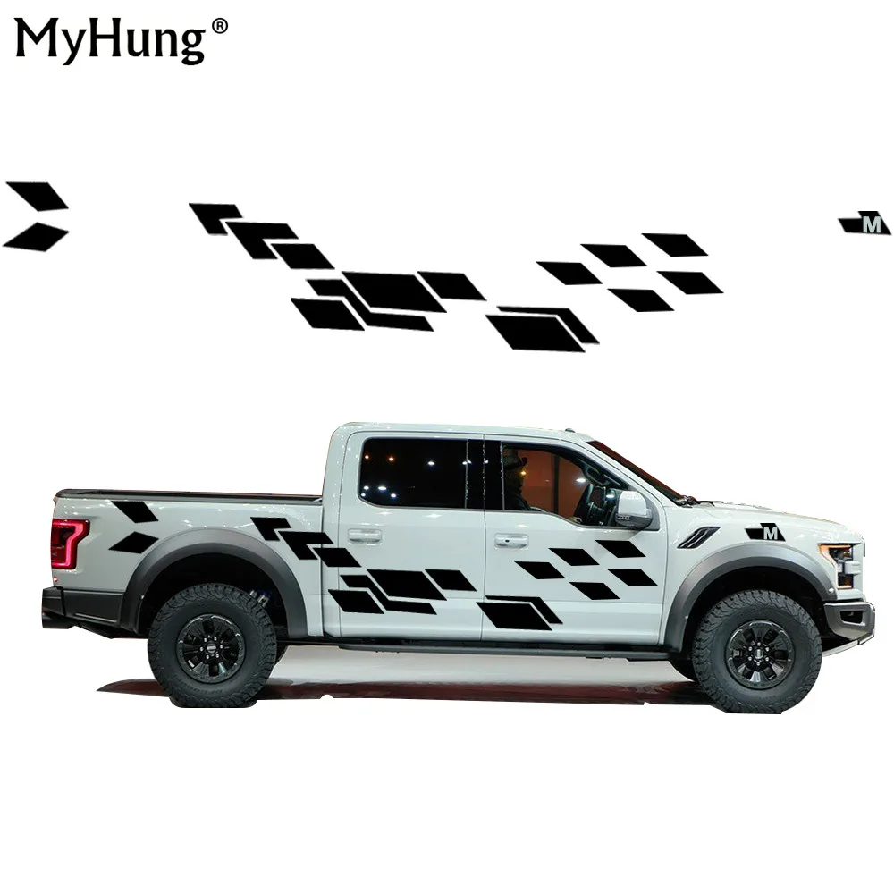 

New Personality Car Sticker For VW Amarok Funny DIY Car Decals Sticker Car Styling 2 PCS Concise Grid Pattern Car Accessories