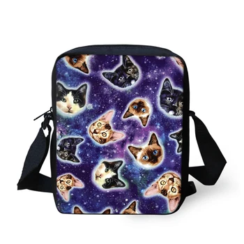 

THIKIN Cartoon Cute Cats Pattern Messenger Bag for Boys Girls Teenager Fashionable Crossbody Bags Student Shoulder Bag Custom