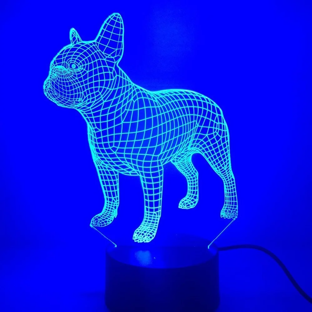 French Bulldog 3D Table Lamp LED Colorful Dog Nightlight Kids Birthday ...