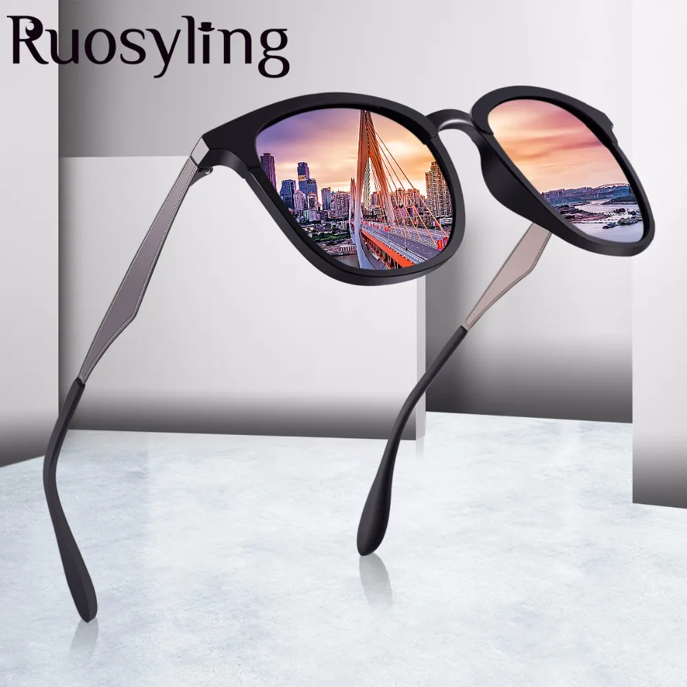 

Ruosyling Women Men Sunglasses Polarized Vintage Eyewear Square Driving Sun Glasses Retro UV 400 Alloy Frame Glass Oculos Gafas