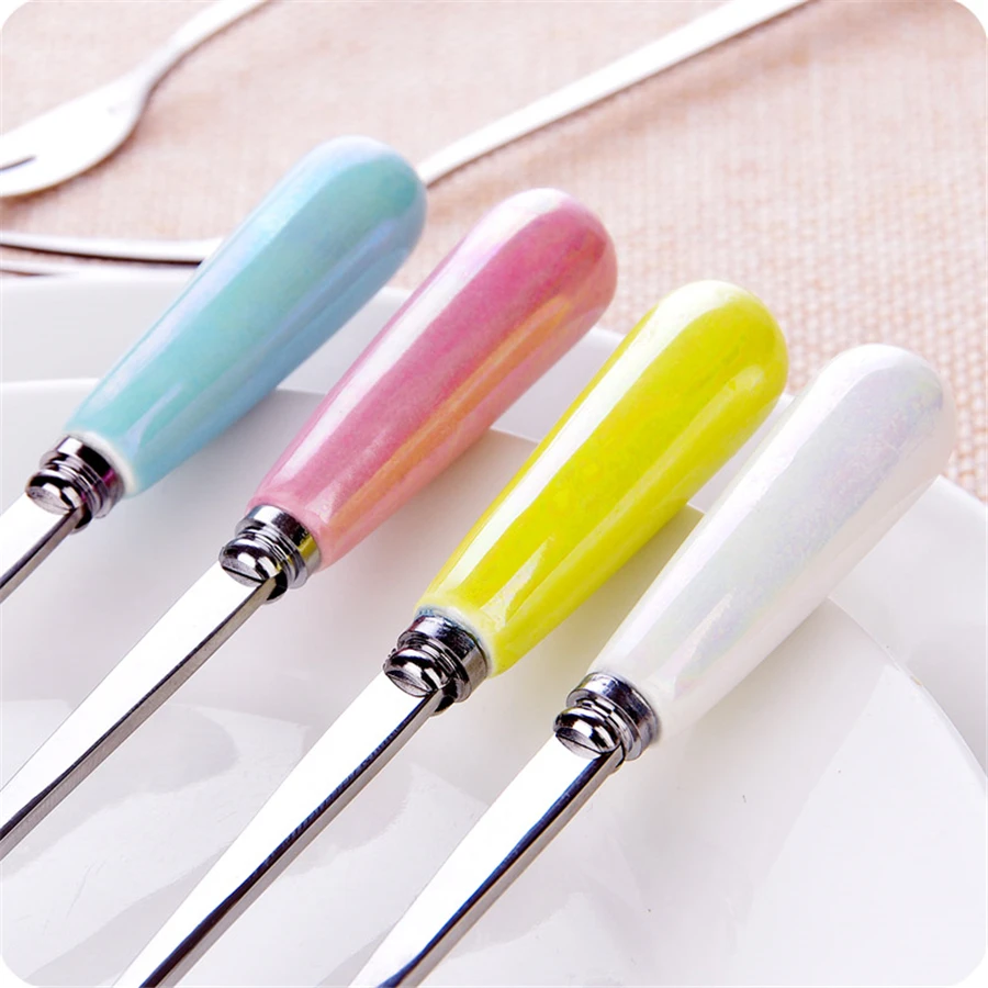 Salad Desert Fork Ceramic Small Talheres Coloridos Food Coloring To Decorate Cakes Fruit Snack
