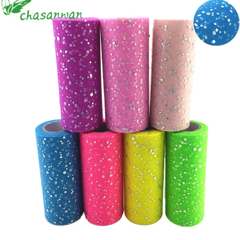 

2018 New Tulle Roll 22mx15cm Glitter Sequin Spool Tutu Wedding Decoration Organza DIY Crafts Mariage Birthday Party Supplies. Q