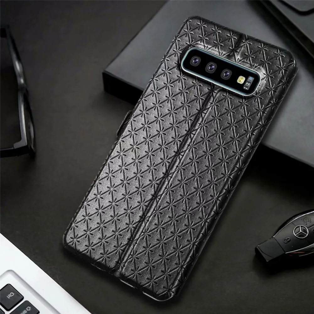100 шт./лот окна карта в ромбик полиуретановый чехол кожаный чехол для Samsung Galaxy S6 S7 S6 S7 край S8 S9 S8 S9 плюс S10 lite плюс