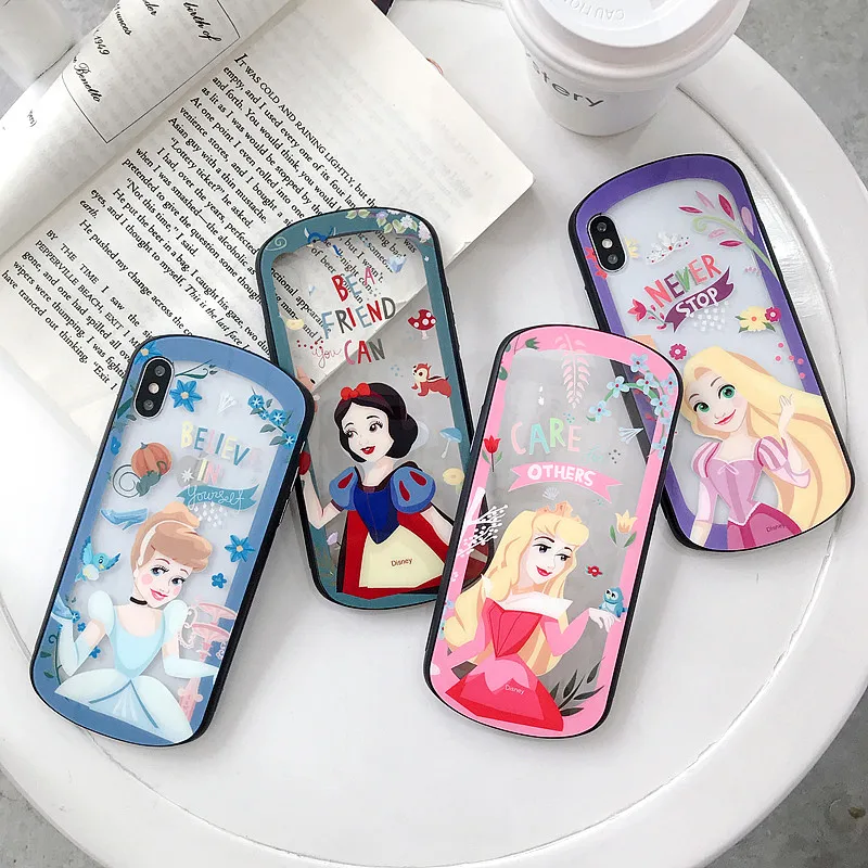 ORYKSZ 3D Luxury Cartoon pattern Glass Phone Case For iPhone 6 6s 7 8 Plus X XR XS Max Cover Transparent Hard Fundas Coque Capa |