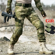 Охота Брюки Для мужчин Военно-тактические брюки-карго с наколенники армейская штаны камуфляжные Спорт на открытом воздухе Пеший Туризм тренировочные брюки