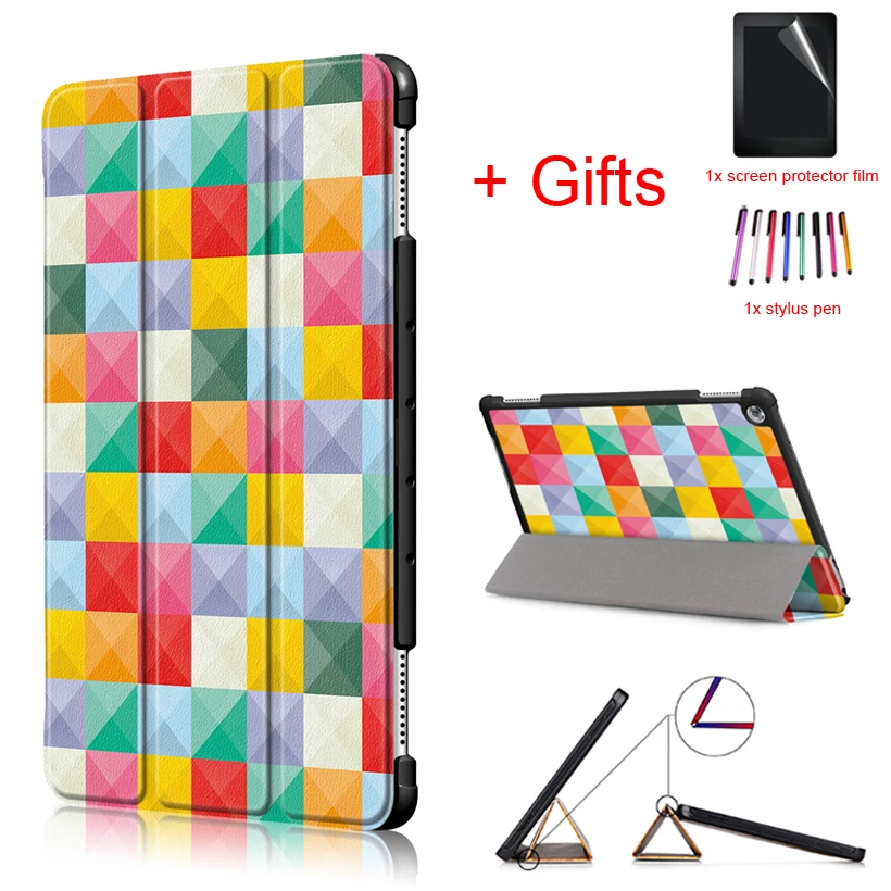 

New Tablet Case for Huawei MediaPad M5 lite 10 BAH2-W19/L09/W09 10.1 inch Tablet Smart Magnetic Stand Funda Cover +Film+Pen