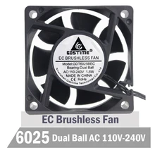 100Pcs Gdstime Ball 6CM 60MM EC Brushless Fan 60X25MM AC 110V 115V 120V 220V 240V Cooling Fan Industry Cooler Fan ac fan s254ap 11 2 3 110v sinwan 3 wire 25489 cooling 620470cfm 19001450 rpm