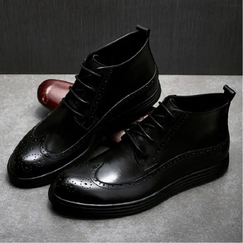 Casual Inverno Dos Preto Artesanais Mycolen De Outono up Confortáveis Lace Boi Homens Botas Sapatos Couro Hombre Masculinos qvtUPRUXg