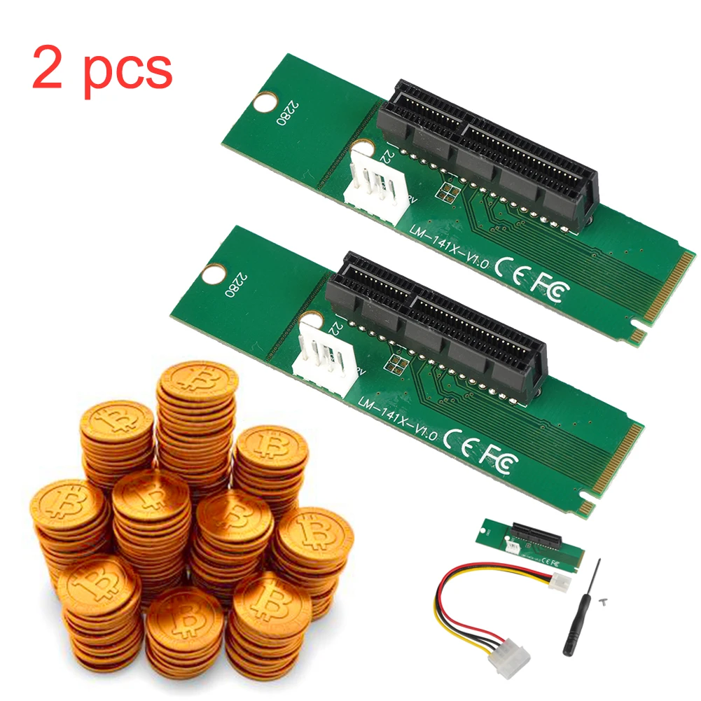 M.2 NGFF SSD Male to PCI-e Express 4X Female Converter Adapter Card with 4pin power Supply Cable for BTC Mining