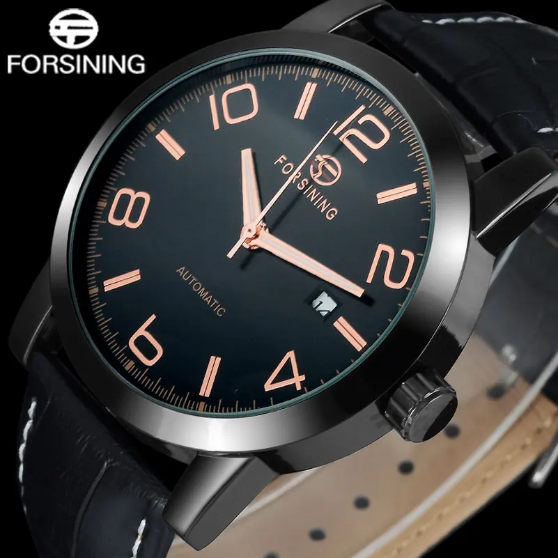 FORSINING العلامة التجارية الرجال اللباس ساعات آلية جلدية حزام الفاخرة عارضة Men 'S Automatic الأسود الساعات الذكور تاريخ المعصم FORSINING العلامة التجارية الرجال اللباس ساعات آلية جلدية حزام الفاخرة عارضة Men 'S Automatic الأسود الساعات الذكور تاريخ المعصم