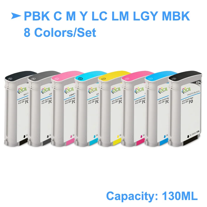 [Третьи вечерние бренды] для hp 70 сменный картридж для hp DesignJet Z2100 Z5200 принтер C9449A(PBK C M Y LC LM LGY MBK - Цвет: 8PCS HP70 - 8Colors
