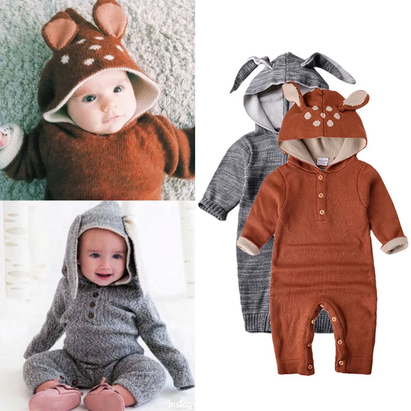 

Baby Cartoon Romper Cotton Wool Jumpsuit Baby Knitting Romper Long Sleeve Wool Knitting cotton infant Jumpsuit