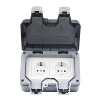 IP66 EU 16A Waterproof Dustproof wall switch socket Outdoor Switched Double Socket PC Flame retardent material Home Improve