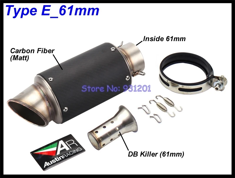 Inlet 51mm 61mm AR Austin Racing Exhaust Motorcycle Escape Moto DB Killer Pot Echappement Muffler Pipe Universal - Цвет: Type E 61mm