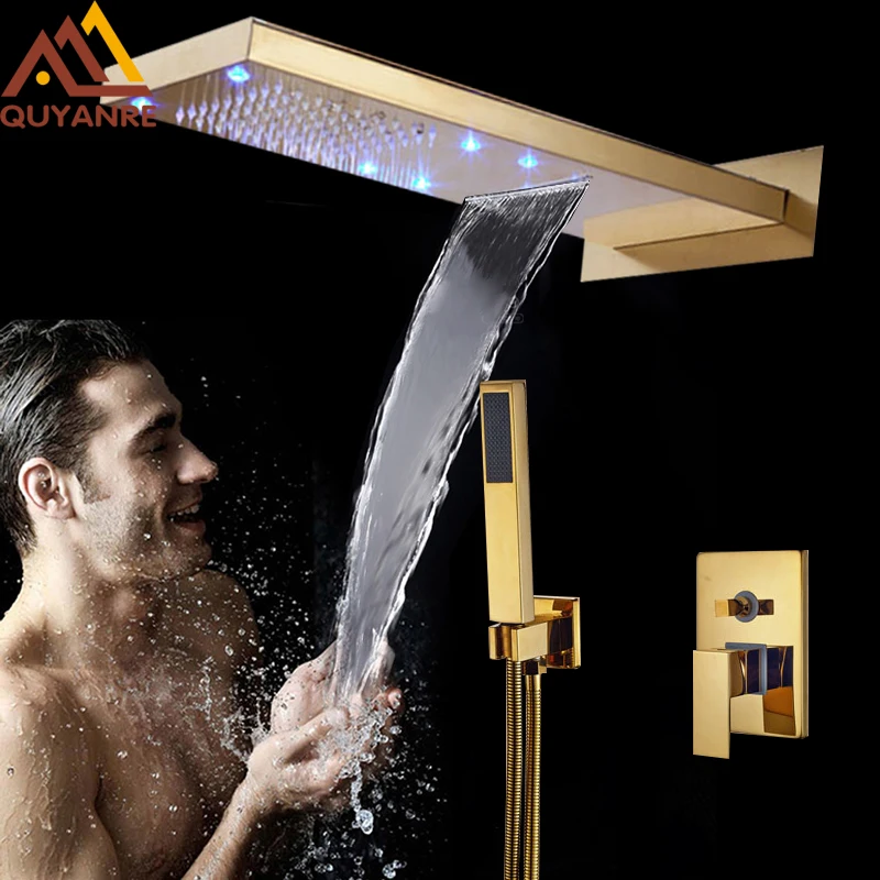 Buy Golden In Wall Mounted Shower Set Faucet LED