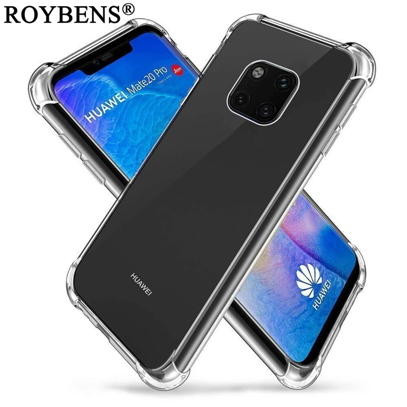 Roybens Shockproof Silicone Case For Huawei Mate 20 ProTransparent Back Cover Protective Clear TPU Coque |