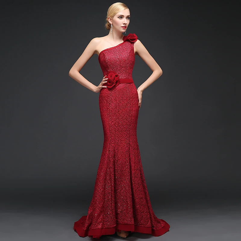 2016 New Fashion Long Mermaid Lace Night Party Dresses Flower Evening