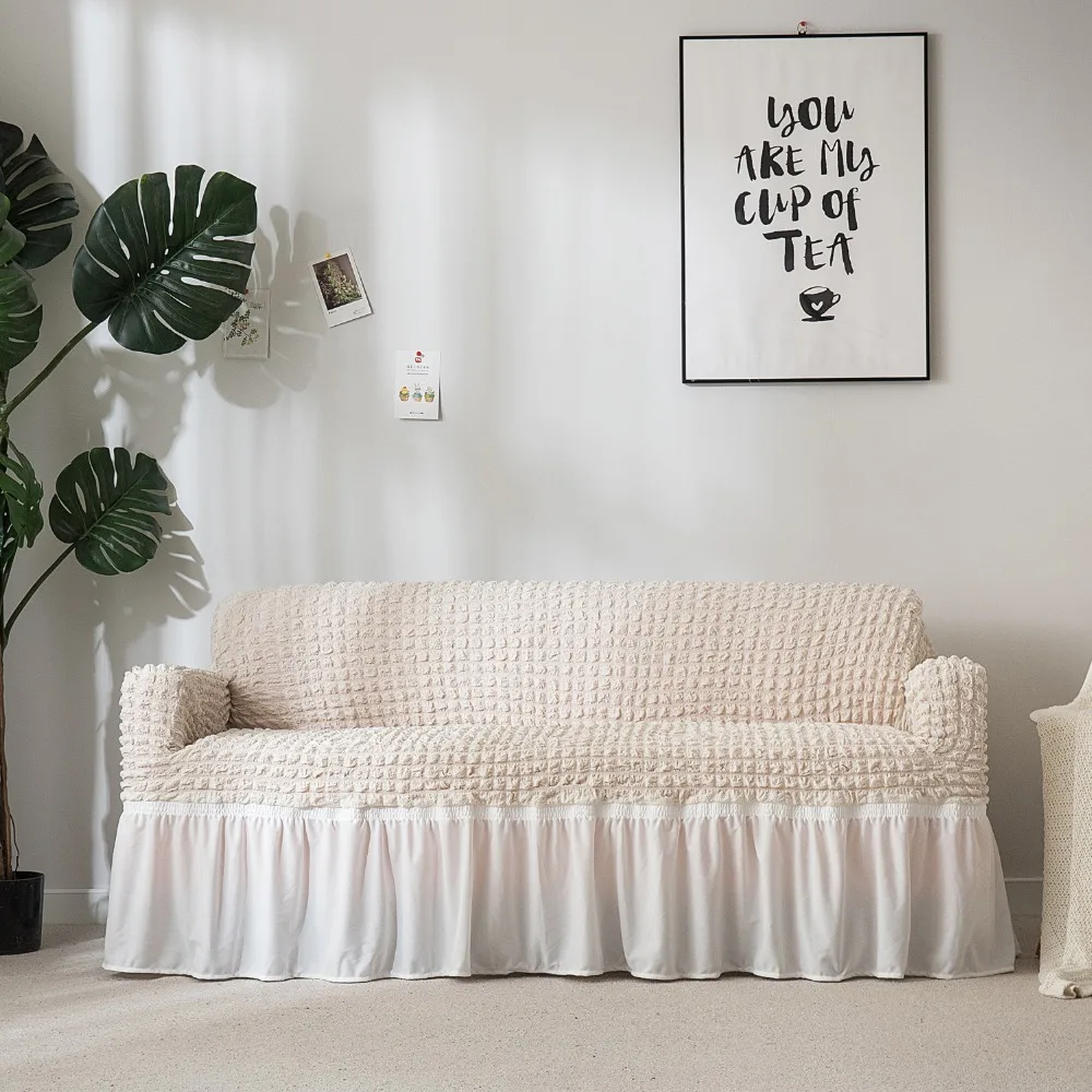 Comprar Cubierta del sofá de la tela escocesa de las palomitas de maíz de la cubierta del sofá elástico todo incluido con la falda del sillón cubiertas de los muebles del loveseat