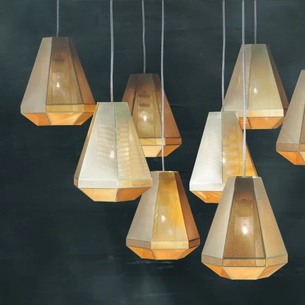 Nordic Gold Net Yellow Brick Pendant Lights Fixture Modern Golden Diamond Droplight Home Indoor Lighting Restaurant Cafes Lamps 14k yellow gold diamond